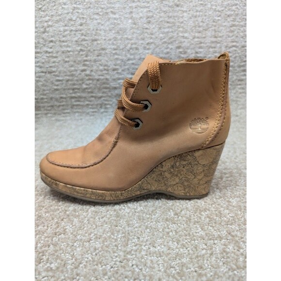 Timberland Booties Women's Wedge 5.5M Leather Upper 86387 Brown Lace Up - Picture 3 of 12